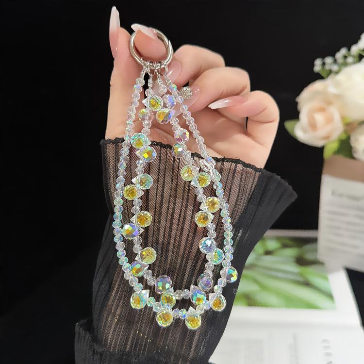 Dây đeo điện thoại hai lớp pha lê nơ hợp kim lấp lánh, pha lê hình bầu dục, pha lê hình đệm tròn, pha lê bánh xe, pha lê hình khối đường, pha lê hình quả cầu hoa, pha lê hình dâu tây