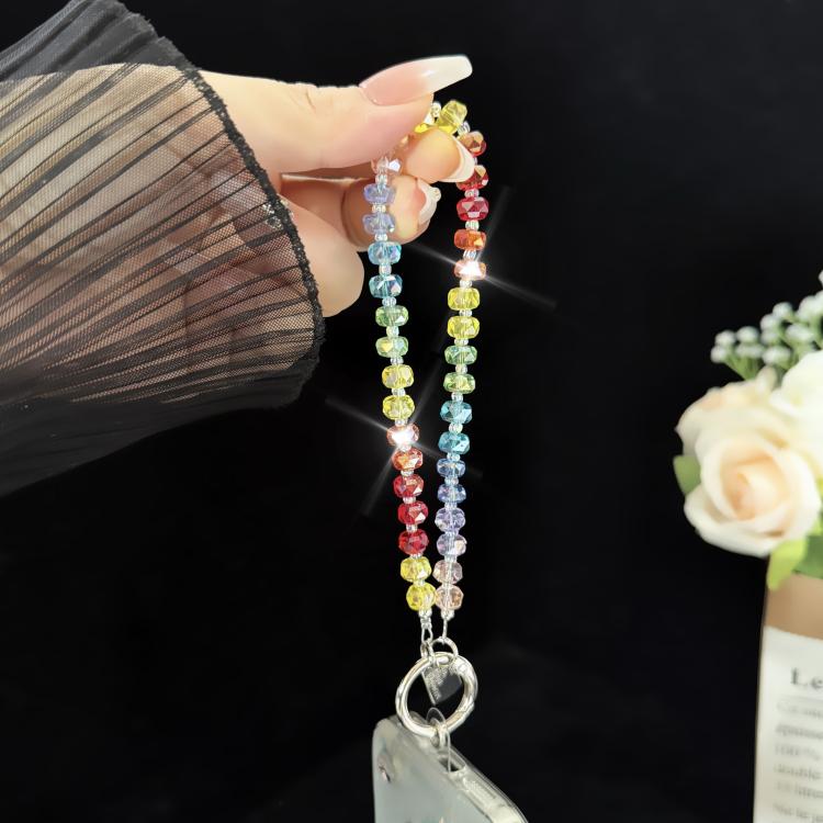 Dây đeo điện thoại pha lê cầu vồng hợp kim, hạt cách ly pha lê kiểu bánh xe, kiểu pha lê bánh xe