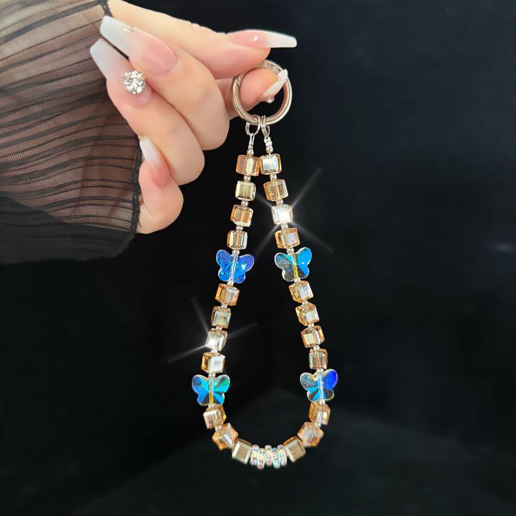 Dây đeo điện thoại đôi rực rỡ nơ pha lê ảo ảnh mê hoặc, màu hồng, vàng, trắng, xám, xanh lá