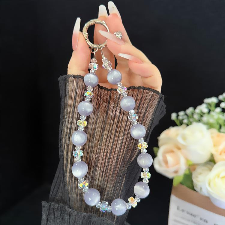 Dây đeo điện thoại hạt vuông đổi màu UV sáu màu thiên thể, màu tím, xanh dương, xám, vàng, xanh lá, cam