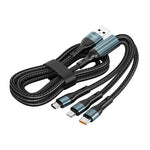 Dây cáp sạc nhanh nylon bện ENKAY 3 trong 1 120W USB sang 8 Pin / Type-C / Micro USB, dài 1,2m, ENK-CB184