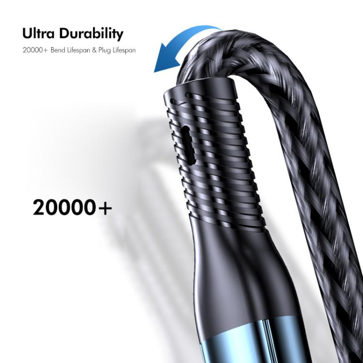 Dây cáp sạc nhanh nylon bện ENKAY 3 trong 1 120W USB sang 8 Pin / Type-C / Micro USB, dài 1,2m, ENK-CB184