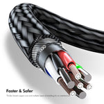 Dây cáp sạc nhanh nylon bện ENKAY 3 trong 1 120W USB sang 8 Pin / Type-C / Micro USB, dài 1,2m, ENK-CB184