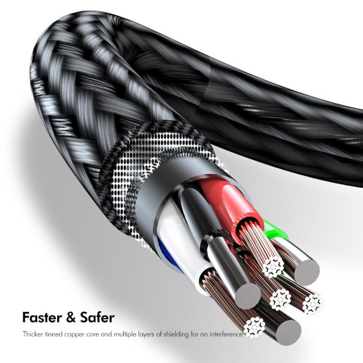 Dây cáp sạc nhanh nylon bện ENKAY 3 trong 1 120W USB sang 8 Pin / Type-C / Micro USB, dài 1,2m, ENK-CB184