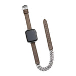 Dây đồng hồ da thật đính vòng tay kim cương, dành cho Apple Watch 46mm / 49mm / 45mm / 44mm, dành cho Apple Watch 42mm / 41mm / 40mm / 38mm