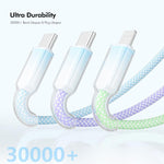 Dây cáp sạc nhanh nylon bện ENKAY 120W USB sang Dual Type-C & 8 Pin, dài 1,2m, ENK-CB185