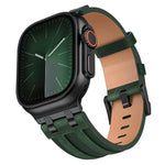 Dây đồng hồ da tổng hợp Crazy Horse khóa đen thép không gỉ, dành cho Apple Watch 46mm / 49mm / 45mm / 44mm