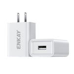 Bộ sạc tường USB ENKAY 10W 5V 2A, phích cắm EU, phích cắm Mỹ