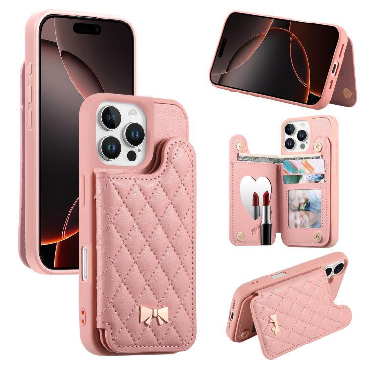 Ốp lưng điện thoại ví da thuần chay kim loại nơ họa tiết hình thoi gương, dành cho iPhone 17 Pro Max, iPhone 17 Pro, iPhone 17, iPhone 16 Pro Max, iPhone 16 Pro, iPhone 16 Plus, iPhone 16