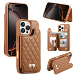 Ốp lưng điện thoại ví da thuần chay kim loại nơ họa tiết hình thoi gương, dành cho iPhone 17 Pro Max, iPhone 17 Pro, iPhone 17, iPhone 16 Pro Max, iPhone 16 Pro, iPhone 16 Plus, iPhone 16