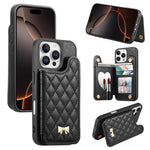 Ốp lưng điện thoại ví da thuần chay kim loại nơ họa tiết hình thoi gương, dành cho iPhone 17 Pro Max, iPhone 17 Pro, iPhone 17, iPhone 16 Pro Max, iPhone 16 Pro, iPhone 16 Plus, iPhone 16