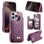 Ốp lưng điện thoại ví da thuần chay kim loại nơ họa tiết hình thoi gương, dành cho iPhone 17 Pro Max, iPhone 17 Pro, iPhone 17, iPhone 16 Pro Max, iPhone 16 Pro, iPhone 16 Plus, iPhone 16