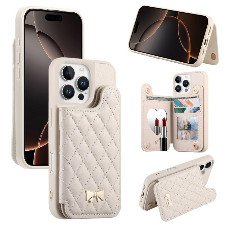 Ốp lưng điện thoại ví da thuần chay kim loại nơ họa tiết hình thoi gương, dành cho iPhone 17 Pro Max, iPhone 17 Pro, iPhone 17, iPhone 16 Pro Max, iPhone 16 Pro, iPhone 16 Plus, iPhone 16
