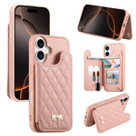 Ốp lưng điện thoại ví da thuần chay kim loại nơ họa tiết hình thoi gương, dành cho iPhone 17 Pro Max, iPhone 17 Pro, iPhone 17, iPhone 16 Pro Max, iPhone 16 Pro, iPhone 16 Plus, iPhone 16