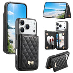 Ốp lưng điện thoại ví da thuần chay kim loại nơ họa tiết hình thoi gương, dành cho iPhone 17 Pro Max, iPhone 17 Pro, iPhone 17, iPhone 16 Pro Max, iPhone 16 Pro, iPhone 16 Plus, iPhone 16
