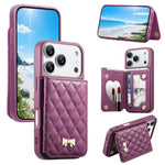 Ốp lưng điện thoại ví da thuần chay kim loại nơ họa tiết hình thoi gương, dành cho iPhone 17 Pro Max, iPhone 17 Pro, iPhone 17, iPhone 16 Pro Max, iPhone 16 Pro, iPhone 16 Plus, iPhone 16
