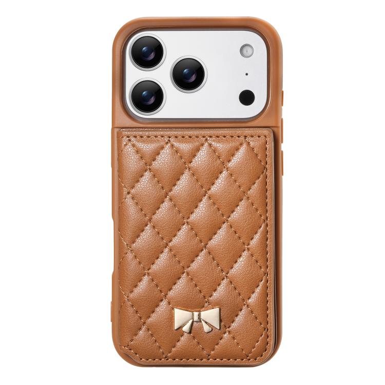 Ốp lưng điện thoại ví da thuần chay kim loại nơ họa tiết hình thoi gương, dành cho iPhone 17 Pro Max, iPhone 17 Pro, iPhone 17, iPhone 16 Pro Max, iPhone 16 Pro, iPhone 16 Plus, iPhone 16