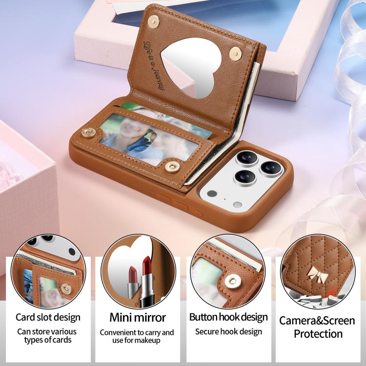 Ốp lưng điện thoại ví da thuần chay kim loại nơ họa tiết hình thoi gương, dành cho iPhone 17 Pro Max, iPhone 17 Pro, iPhone 17, iPhone 16 Pro Max, iPhone 16 Pro, iPhone 16 Plus, iPhone 16