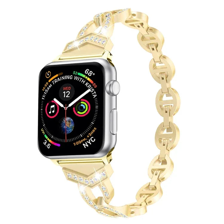 Dây đeo cổ tay thép không gỉ nguyên khối đính kim cương hình số 8 VO cho Apple Watch Series 3 & 2 & 1 38mm