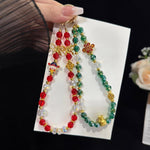 Dây chuyền pha lê nước may mắn Fortune Crystal, đỏ, xanh lá