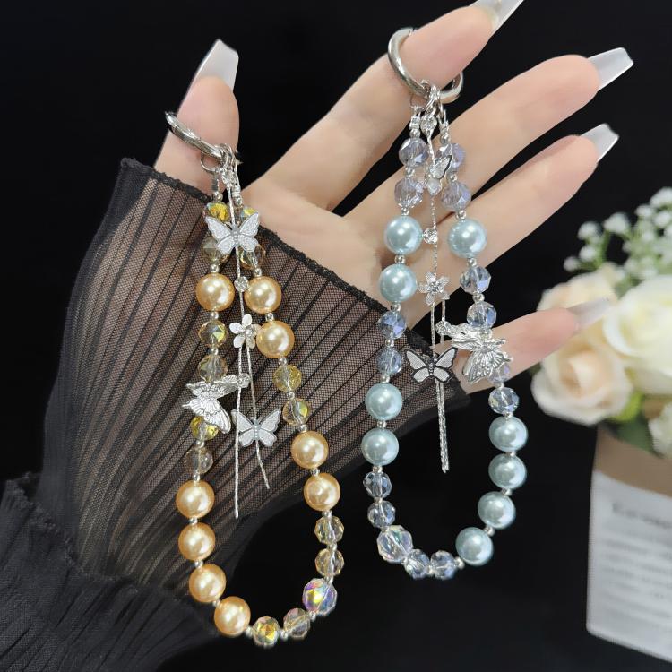 Móc điện thoại tua rua bướm hợp kim, hồng, xanh lá, tím, đỏ, cam
