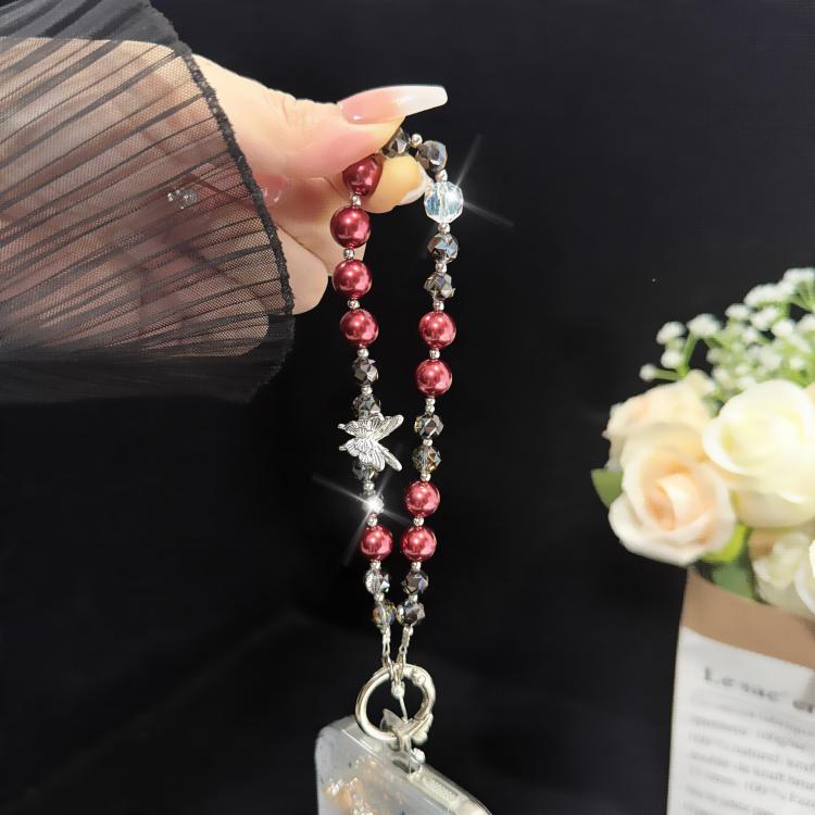 Móc điện thoại tua rua bướm hợp kim, hồng, xanh lá, tím, đỏ, cam
