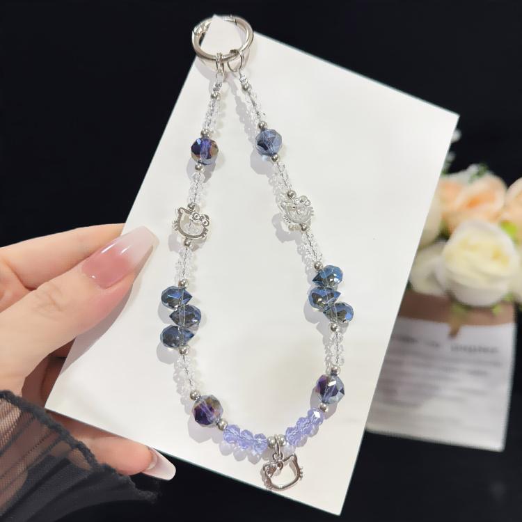 Dây chuyền pha lê mèo hợp kim, hồng, xanh dương