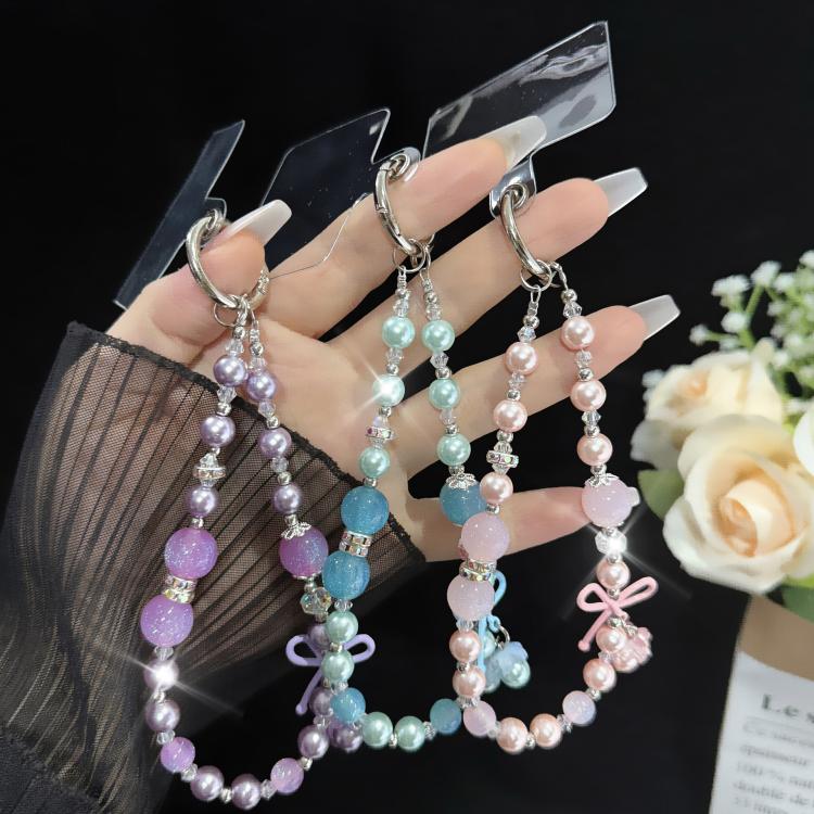 Gummy Butterfly Pearl Necklace, Pink, Blue, Purple