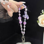 Gummy Butterfly Pearl Necklace, Pink, Blue, Purple