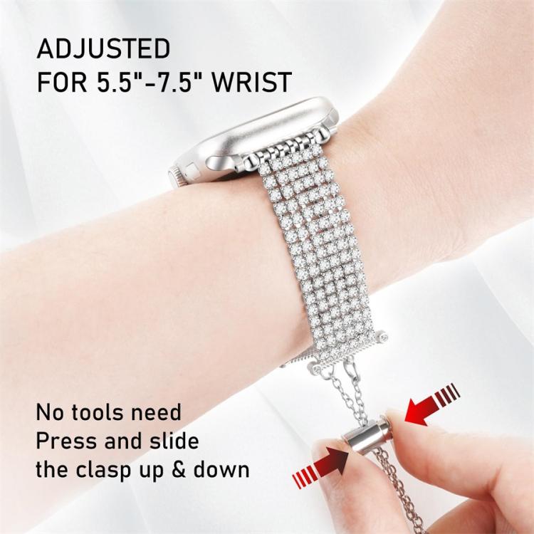 Dây đồng hồ kim loại đính kim cương sang trọng khóa móc, Dành cho Apple Watch 46mm / 49mm / 45mm / 44mm, Dành cho Apple Watch 42mm / 41mm / 40mm / 38mm