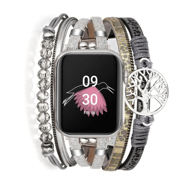 Dây đồng hồ da thật kim loại mặt dây chuyền Cây sự sống, Dành cho Apple Watch 46mm / 49mm / 45mm / 44mm, Dành cho Apple Watch 42mm / 41mm / 40mm / 38mm
