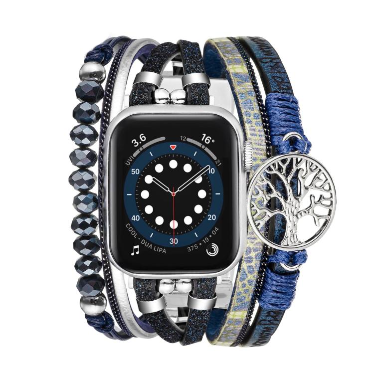 Dây đồng hồ da thật kim loại mặt dây chuyền Cây sự sống, Dành cho Apple Watch 46mm / 49mm / 45mm / 44mm, Dành cho Apple Watch 42mm / 41mm / 40mm / 38mm