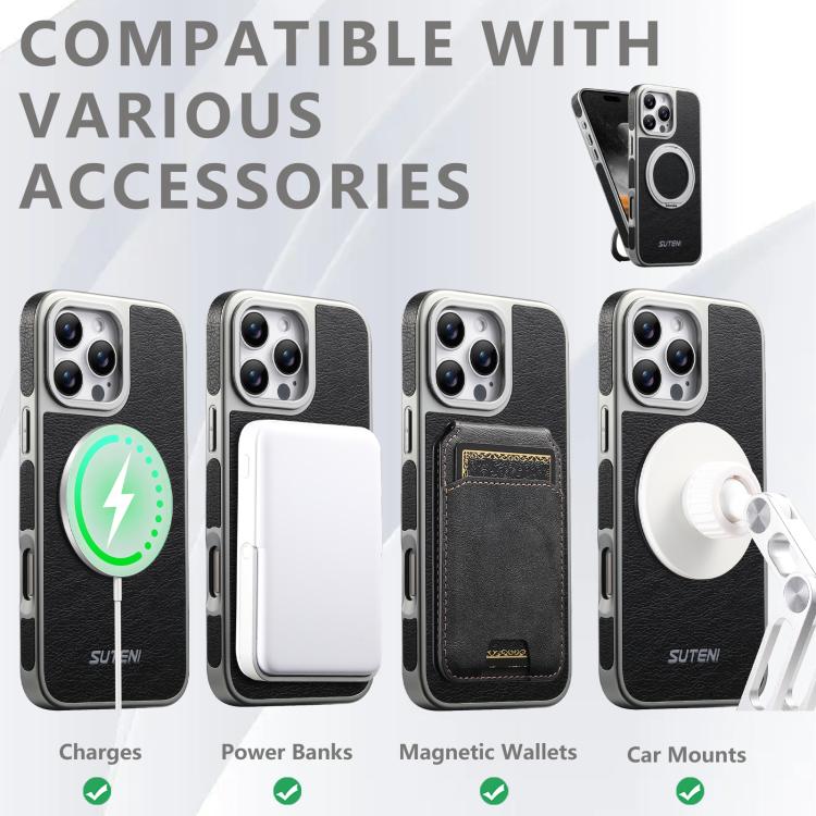 Ốp điện thoại Suteni G6 họa tiết da ngựa điên mạ điện xoay 360 kèm giá đỡ nam châm, Dành cho iPhone 13 Pro Max, Dành cho iPhone 13 Pro