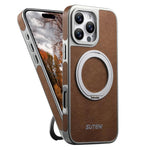 Ốp điện thoại Suteni G6 họa tiết da ngựa điên mạ điện xoay 360 kèm giá đỡ nam châm, Dành cho iPhone 13 Pro Max, Dành cho iPhone 13 Pro