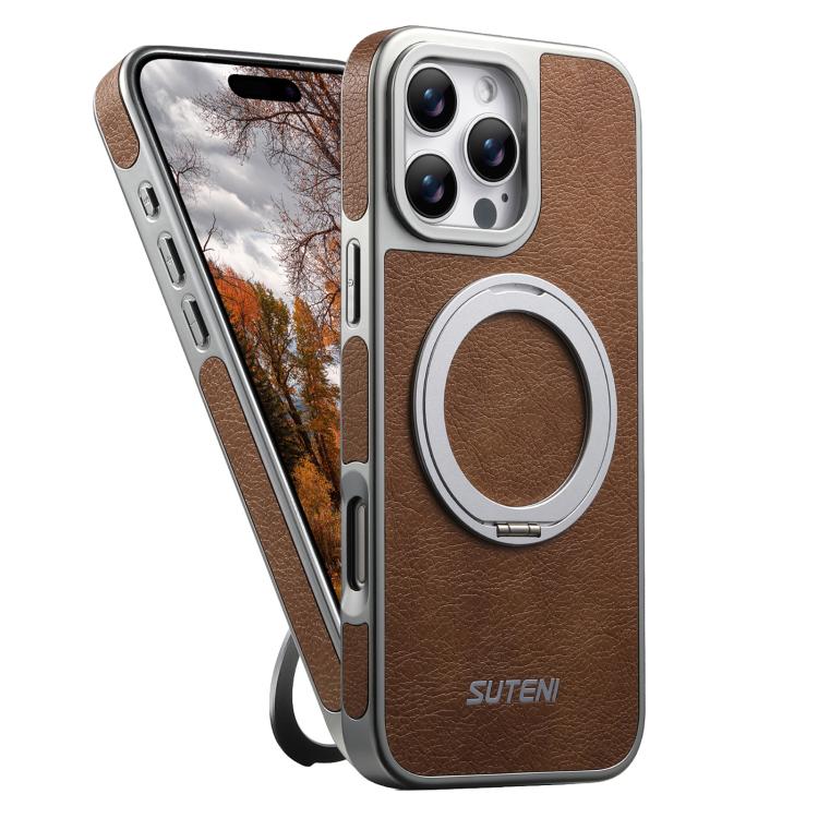 Ốp điện thoại Suteni G6 họa tiết da ngựa điên mạ điện xoay 360 kèm giá đỡ nam châm, Dành cho iPhone 13 Pro Max, Dành cho iPhone 13 Pro