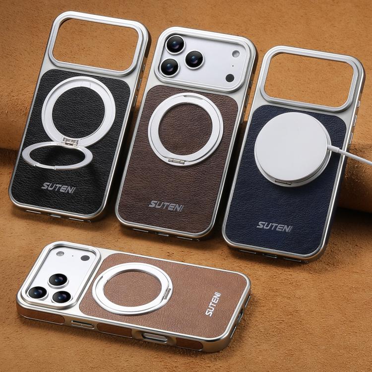 Ốp điện thoại Suteni G6 họa tiết da ngựa điên mạ điện xoay 360 kèm giá đỡ nam châm, Dành cho iPhone 13 Pro Max, Dành cho iPhone 13 Pro