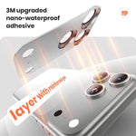 Kalebol Miếng dán kính cường lực kim loại mờ toàn diện bảo vệ ống kính camera kim cương sáng, Dành cho iPhone 17 Pro Max, Dành cho iPhone 17 Pro