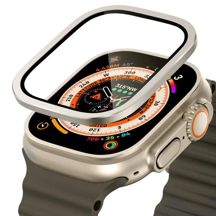 Miếng dán kính cường lực khung kim loại titanium cho Apple Watch Ultra 49mm