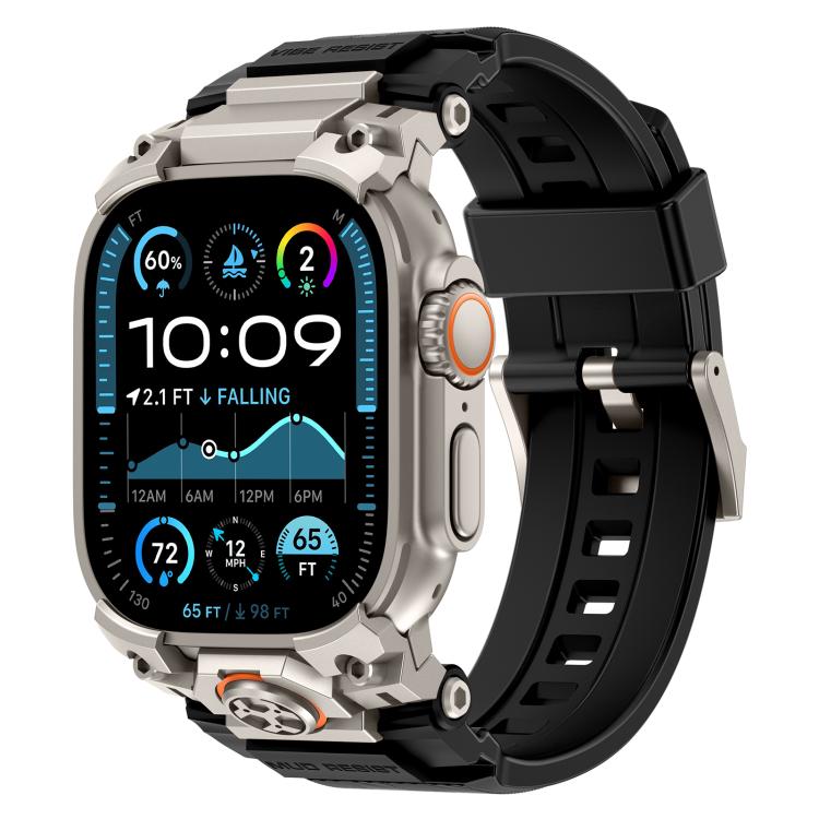 Dây đồng hồ silicone giáp kim loại tùy chỉnh, cho Apple Watch Ultra 3 / 2 / 1 49mm