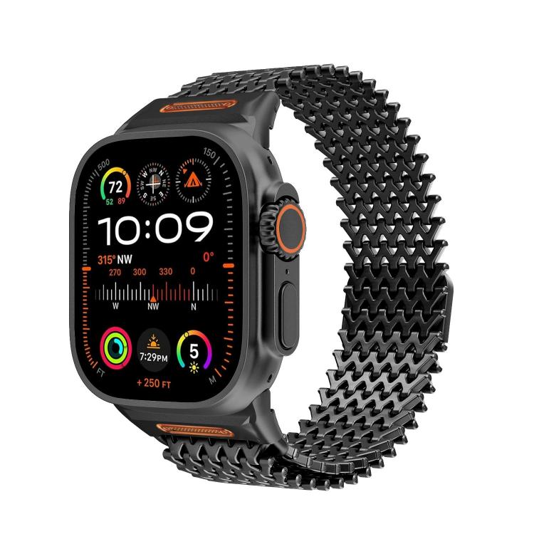 Dây đồng hồ thép không gỉ từ tính kiểu W xương dài, dành cho Apple Watch 46mm / 49mm / 45mm / 44mm