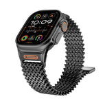 Dây đồng hồ thép không gỉ từ tính kiểu W xương dài, dành cho Apple Watch 46mm / 49mm / 45mm / 44mm