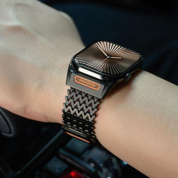 Dây đồng hồ thép không gỉ từ tính kiểu W xương dài, dành cho Apple Watch 46mm / 49mm / 45mm / 44mm