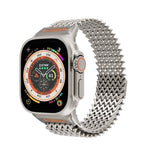 Dây đồng hồ thép không gỉ từ tính kiểu W xương dài, dành cho Apple Watch 46mm / 49mm / 45mm / 44mm
