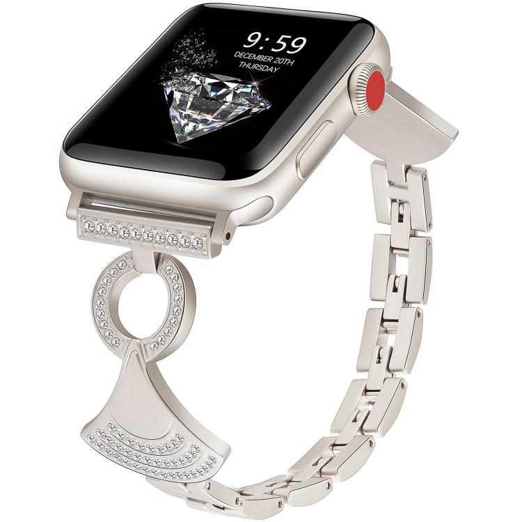 Dây đồng hồ kim loại đính kim cương khảm vỏ sò, dành cho Apple Watch 46mm / 49mm / 45mm / 44mm, dành cho Apple Watch 42mm / 41mm / 40mm / 38mm