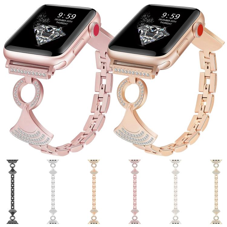 Dây đồng hồ kim loại đính kim cương khảm vỏ sò, dành cho Apple Watch 46mm / 49mm / 45mm / 44mm, dành cho Apple Watch 42mm / 41mm / 40mm / 38mm