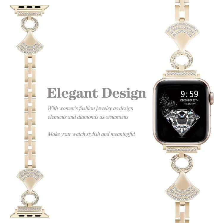Dây đồng hồ kim loại đính kim cương khảm vỏ sò, dành cho Apple Watch 46mm / 49mm / 45mm / 44mm, dành cho Apple Watch 42mm / 41mm / 40mm / 38mm