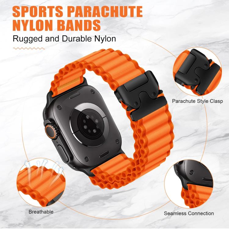 Dây đồng hồ nylon rộng gân nút thắt dù, Dành cho Apple Watch 46mm / 49mm / 45mm / 44mm, Dành cho Apple Watch 42mm / 41mm / 40mm / 38mm