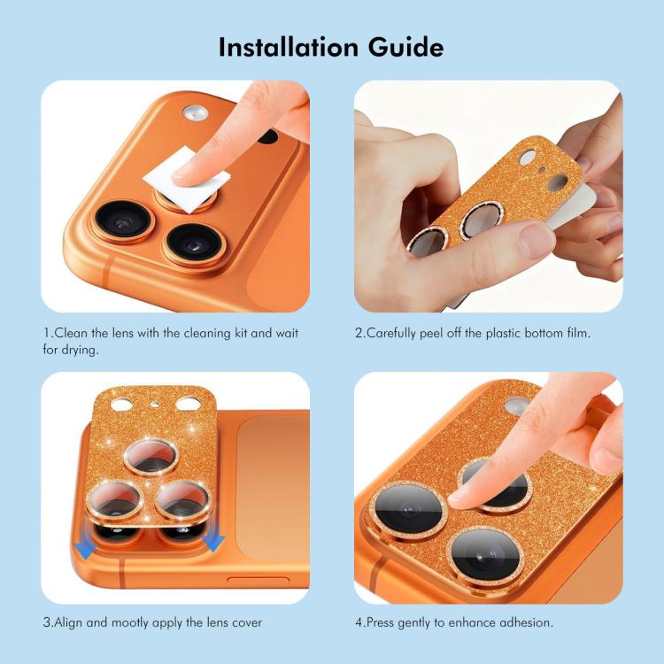 ENKAY Hat-Prince Miếng dán kính cường lực hợp kim nhôm kim cương cho ống kính camera, Dành cho iPhone 17 Pro Max, Dành cho iPhone 17 Pro, Dành cho iPhone 17
