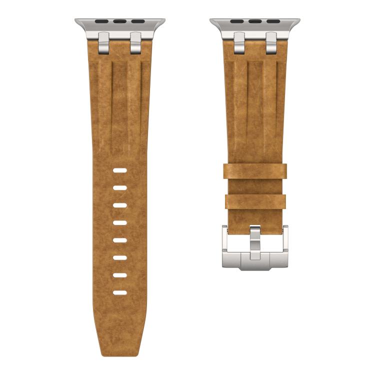 Dây đồng hồ khóa bạc thép không gỉ da tổng hợp Crazy Horse, Dành cho Apple Watch 46mm / 49mm / 45mm / 44mm