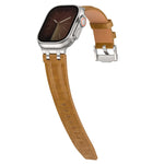 Dây đồng hồ khóa bạc thép không gỉ da tổng hợp Crazy Horse, Dành cho Apple Watch 46mm / 49mm / 45mm / 44mm